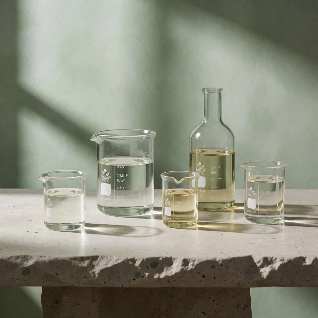 Verrerie de laboratoire sur pierre, lumière matinale