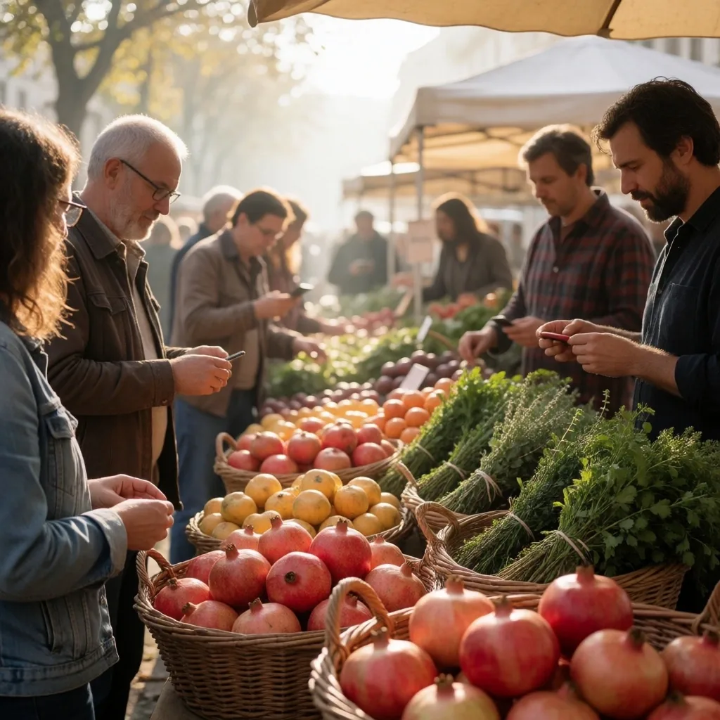 Marché français avec produits botaniques frais