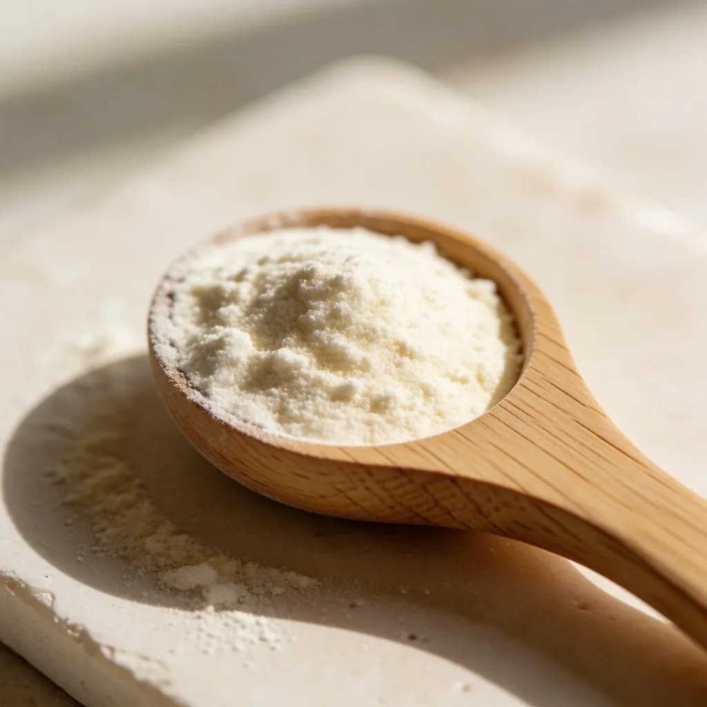 Cuillère doseuse de complément alimentaire MyEra Nutrition sur pierre claire